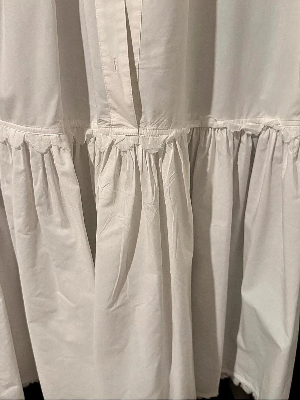 Tory Burch Scalloped Cotton Shirt Dress White Small Like New